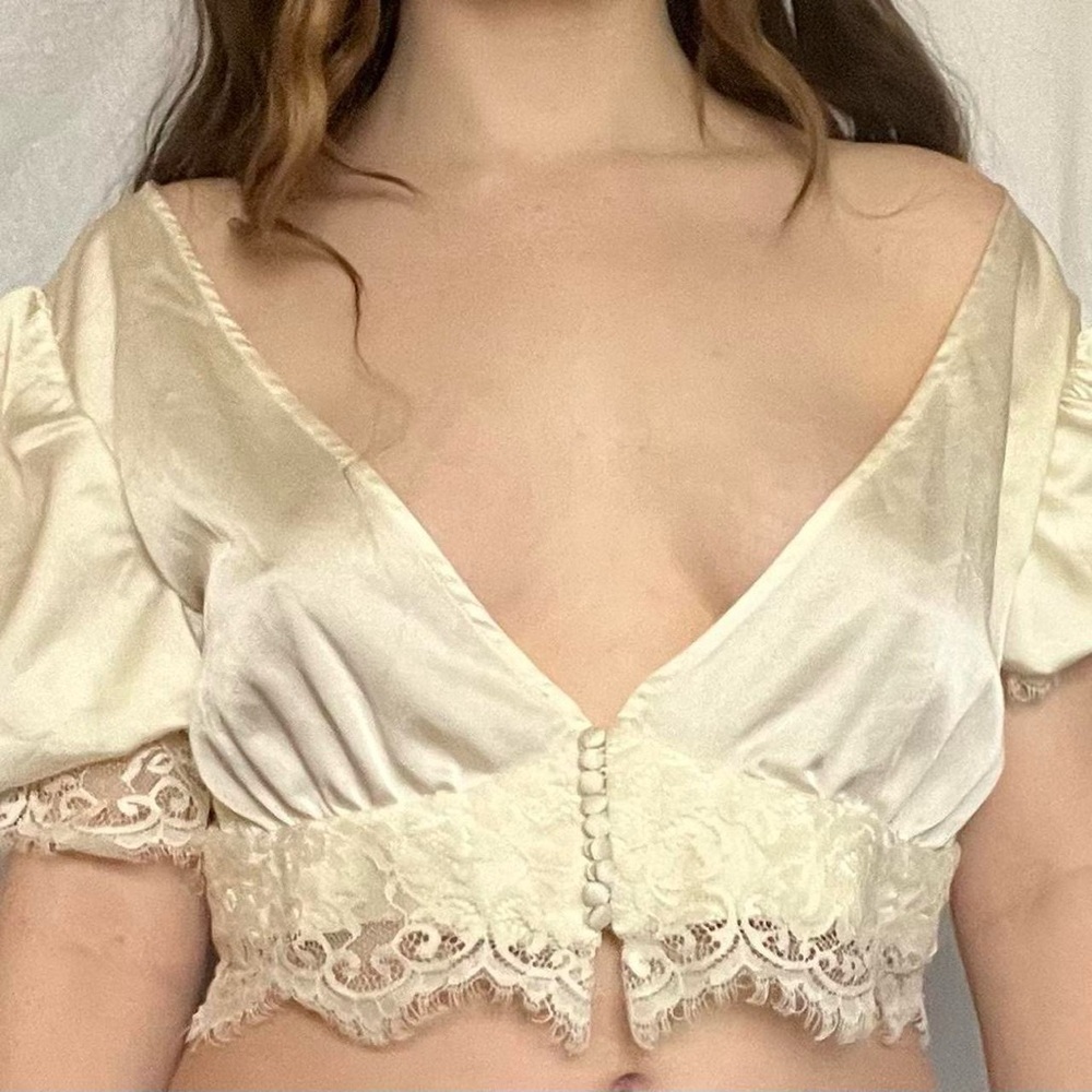 coquette cream white lace crop top from house of CB!